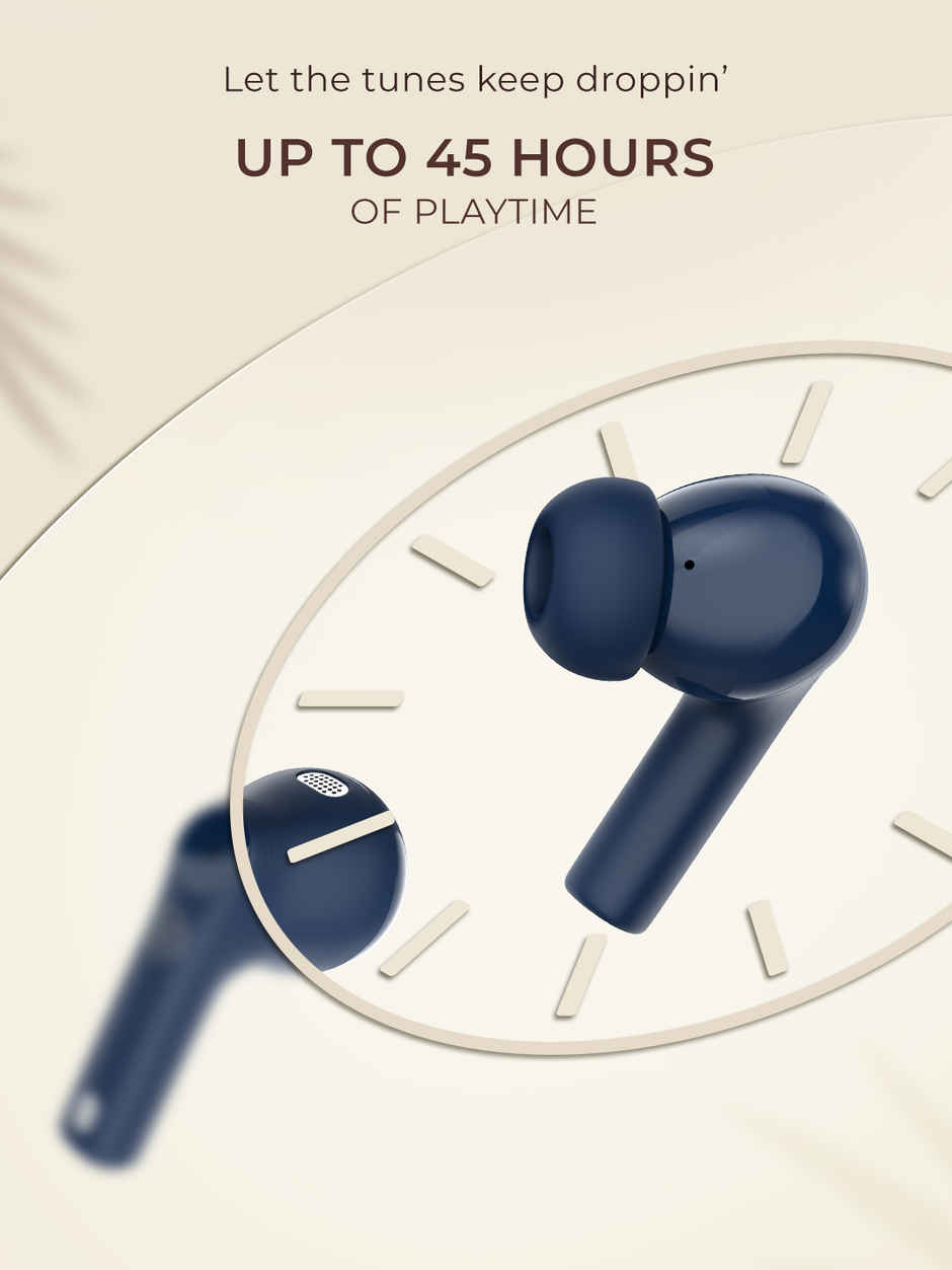 Noise Buds Nero TWS Earbuds with Rubberised Finish, Quad Mic ENC & 45H Playtime - Midnight Blue