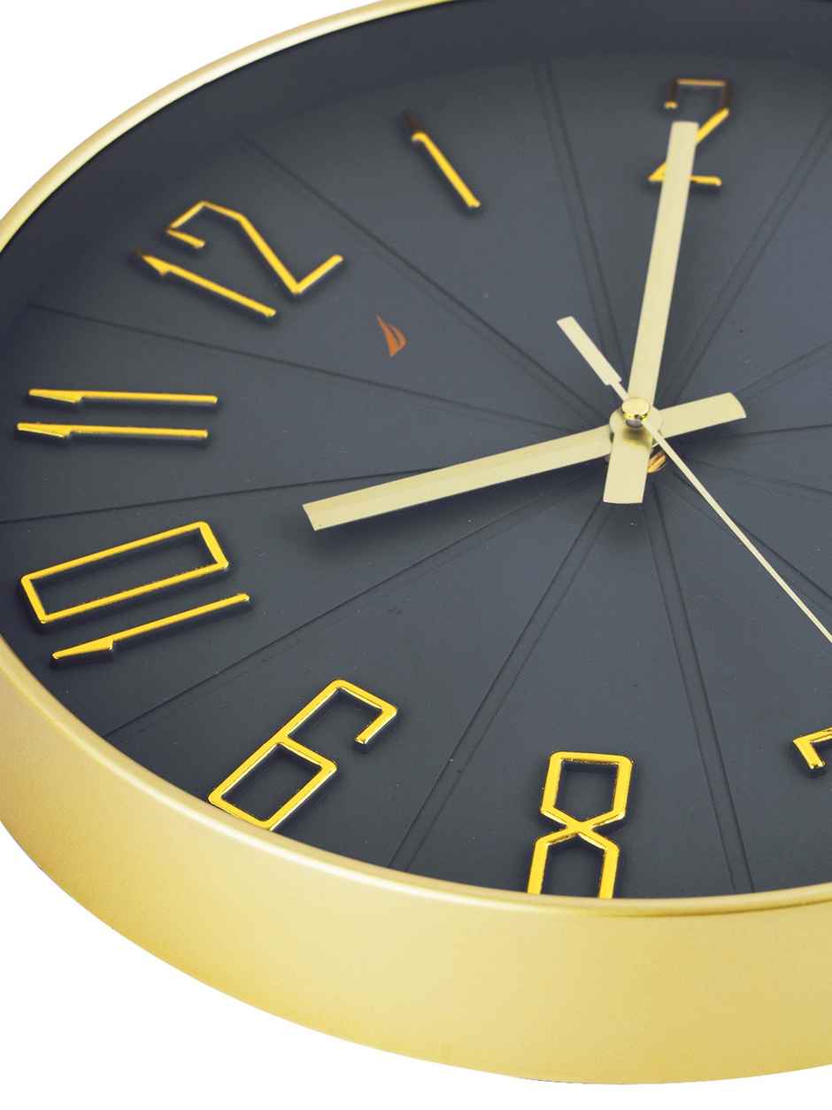 Nautica Wall Clock For Stylish Home With Quartz Technology -1pc Size | Abs Solid Matt-Grey/Gold