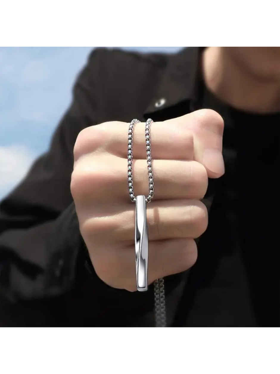 SALTY Alpha Collier Pendant with Chain for Men and Boys| Anti-Tarnish | Silver