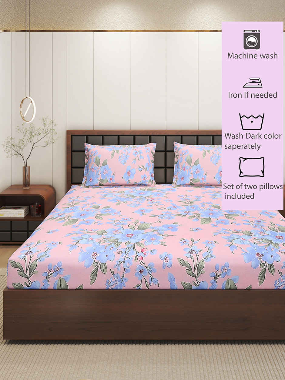 Status Imperial Corner Fitted Bedsheet | Velvet Blush Botanicals | 198 x 182 cm