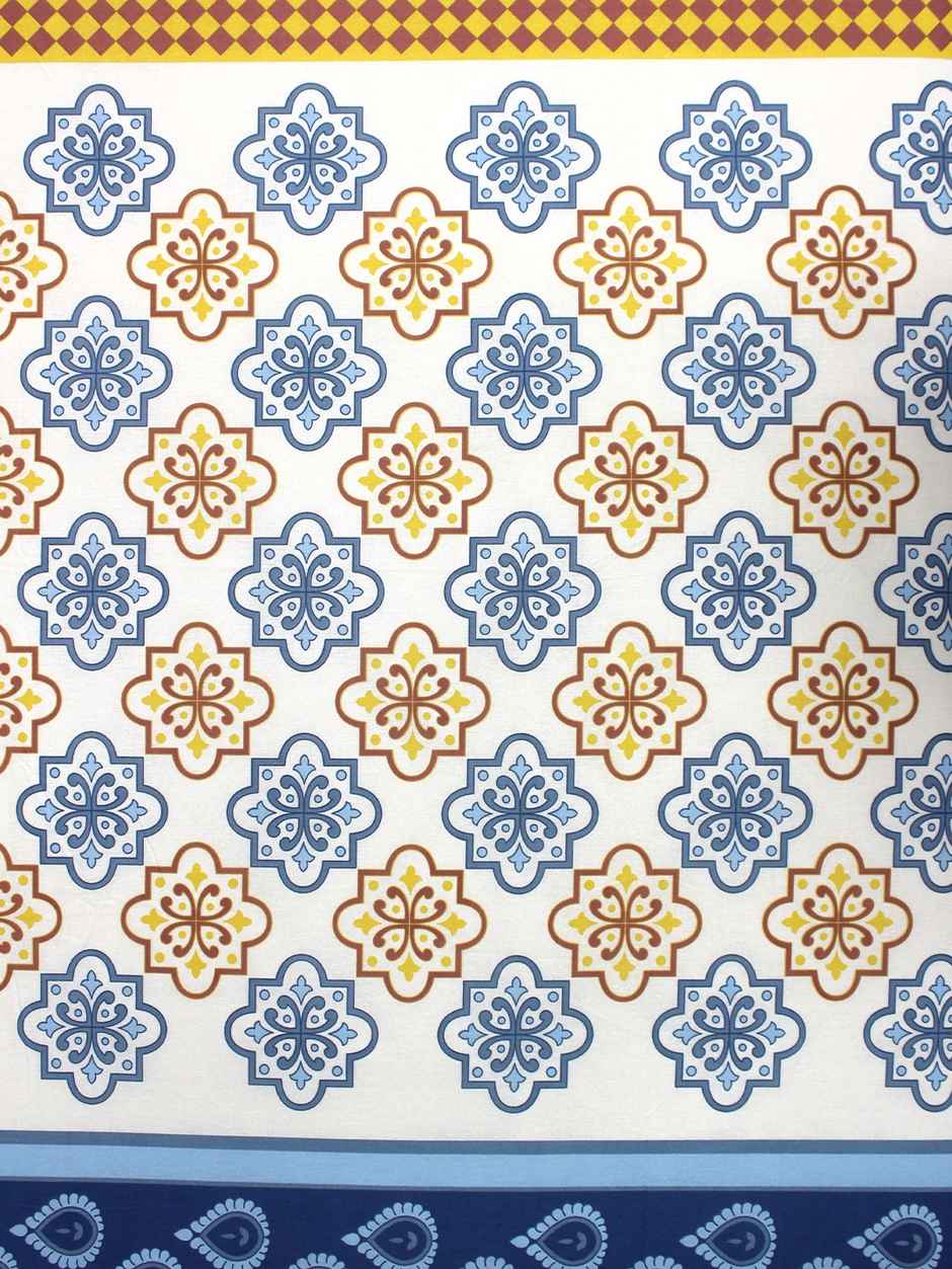 Bombay Dyeing Ivyrose 110 Tc 100% Cotton Queen Bedsheet With 2 Pillow Covers - Yellow Grey