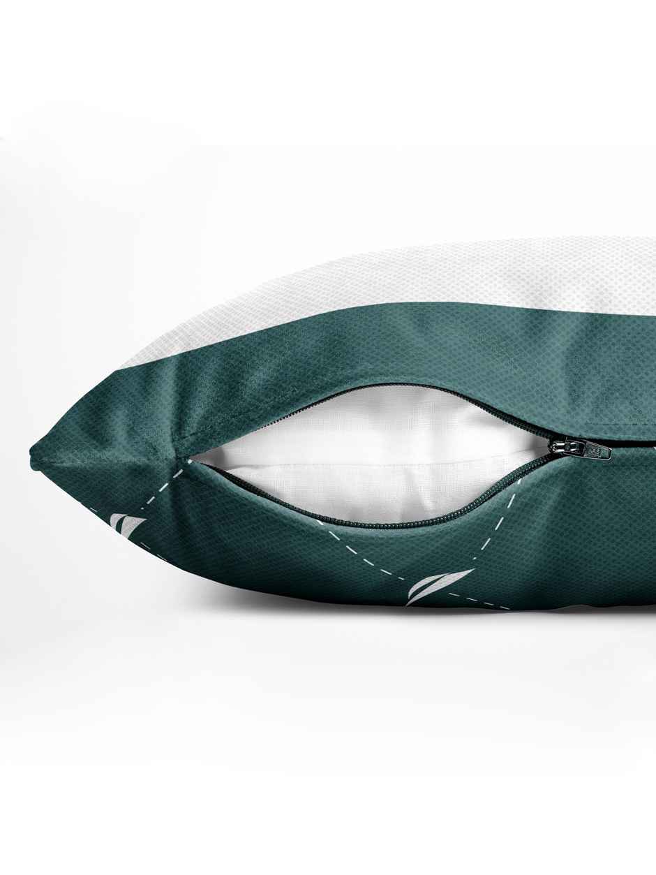 Nautica Premium Cotton Printed Cushion Covers -1pc 12 x18 Size | Logo Stripe Stripe-Forest Green