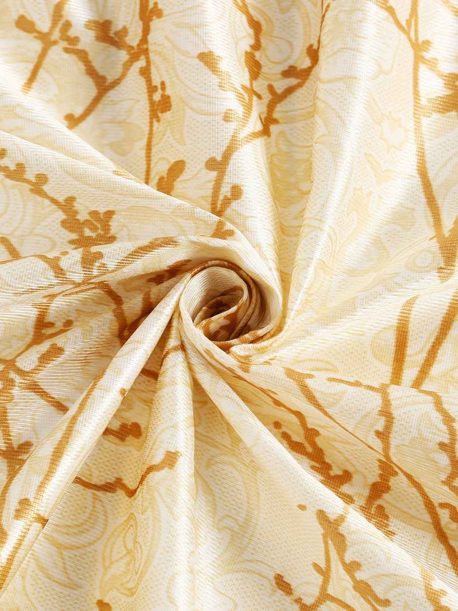 Home Sizzler Branch Bliss Grommet Eyelet Polyester Door Curtains 7 Feet Gold