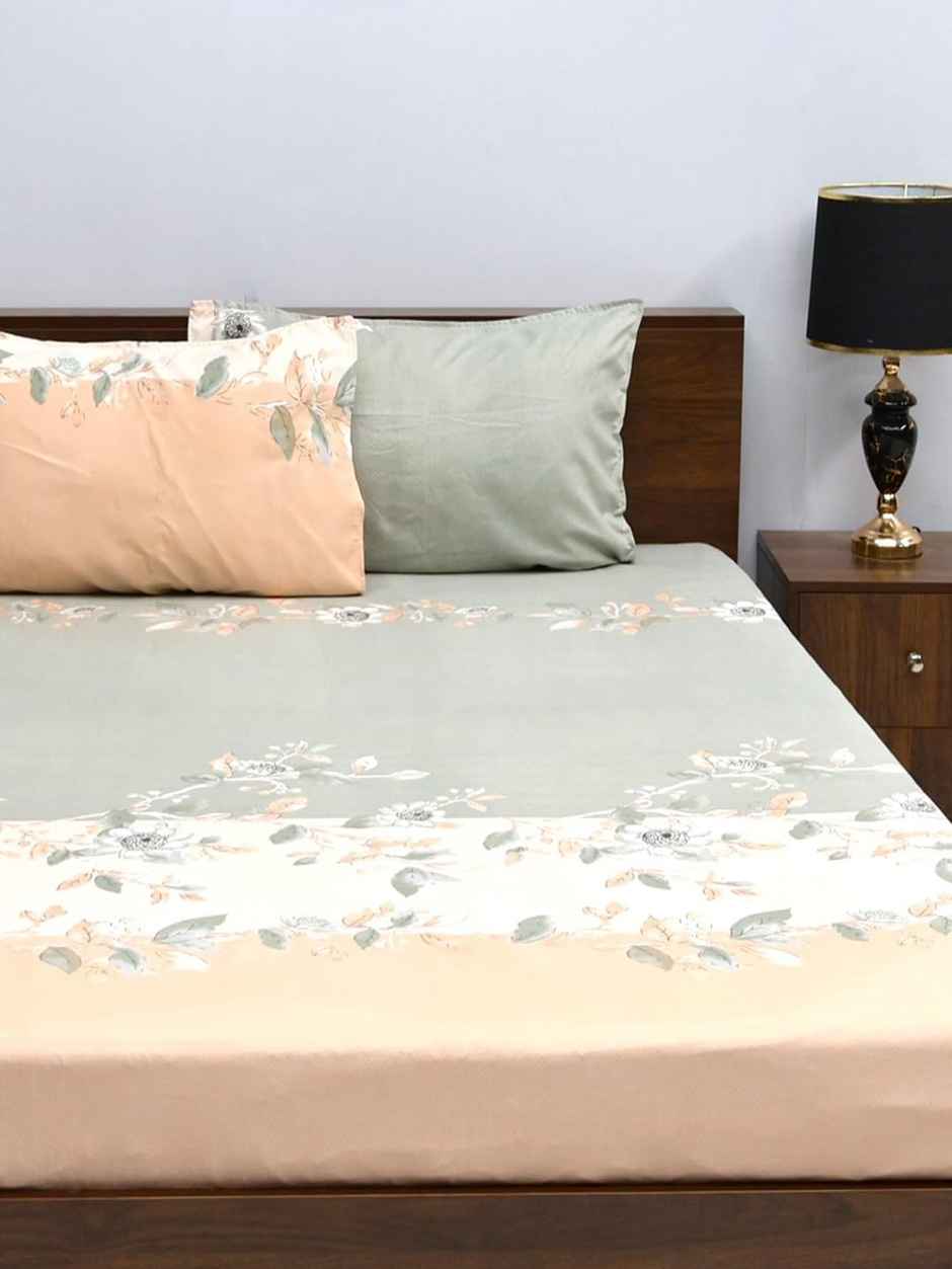 Bombay Dyeing Vista 144 Tc Queen Size Bedsheet With 2 Pillow Covers - Grey