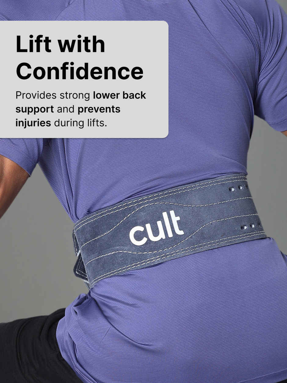 Cultfit Gym Belt Grey Suede Leather Unisex