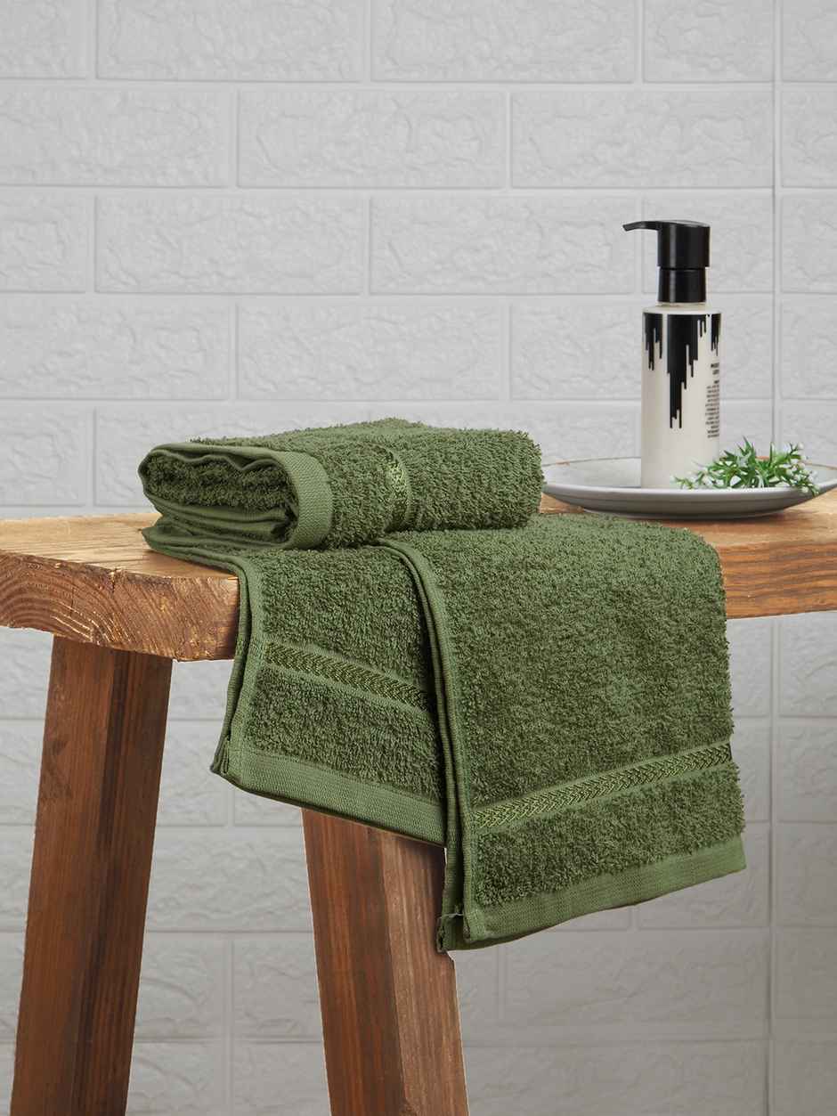 Welspun 380 Gsm 100% Cotton Green Hand Towel