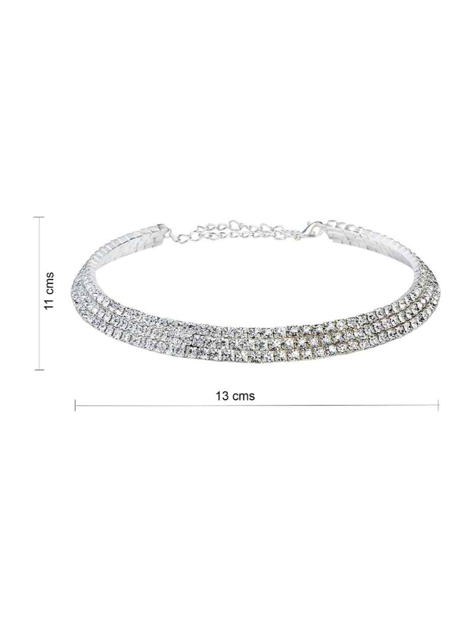 Youbella Traditional Jewellery Silver Plated Choker Necklace For Women (White)(Ybnk - 5501)