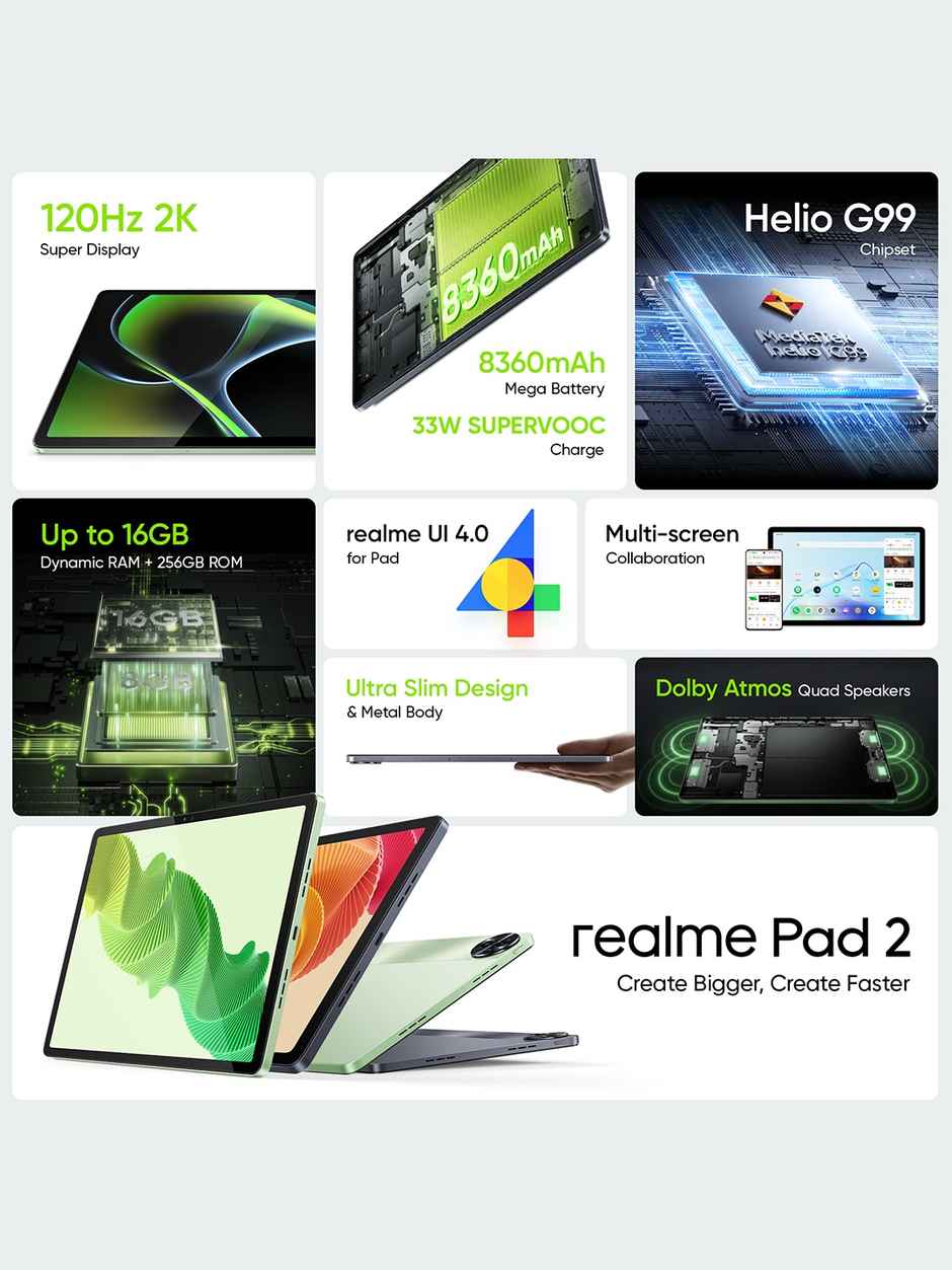 Realme Pad 2 Lte 8Gb Ram+256Gb Rom - Green