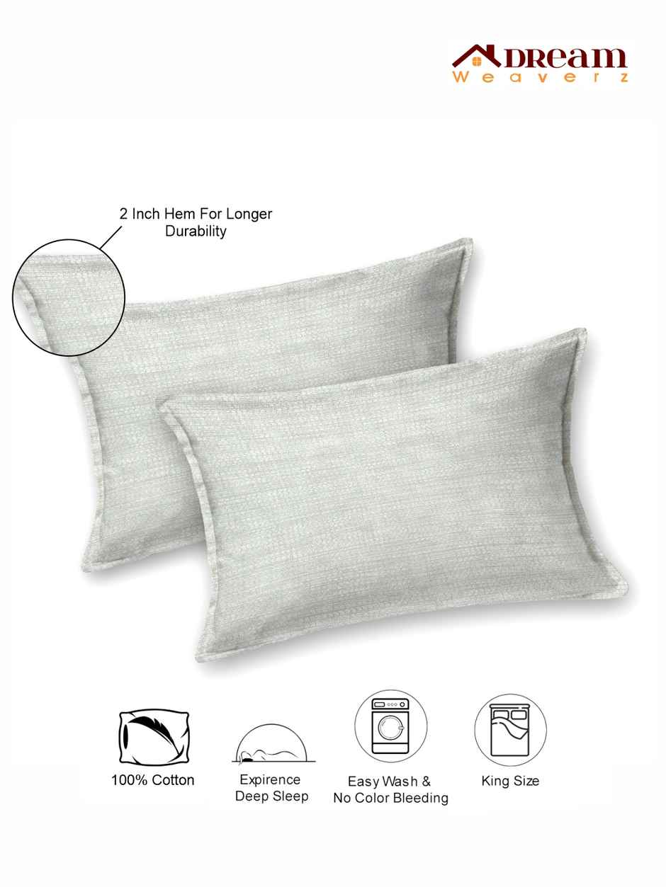 DREAM WEAVERZ King Size Bedsheet With 2 Pillow Covers | 100% Cotton| Light Grey