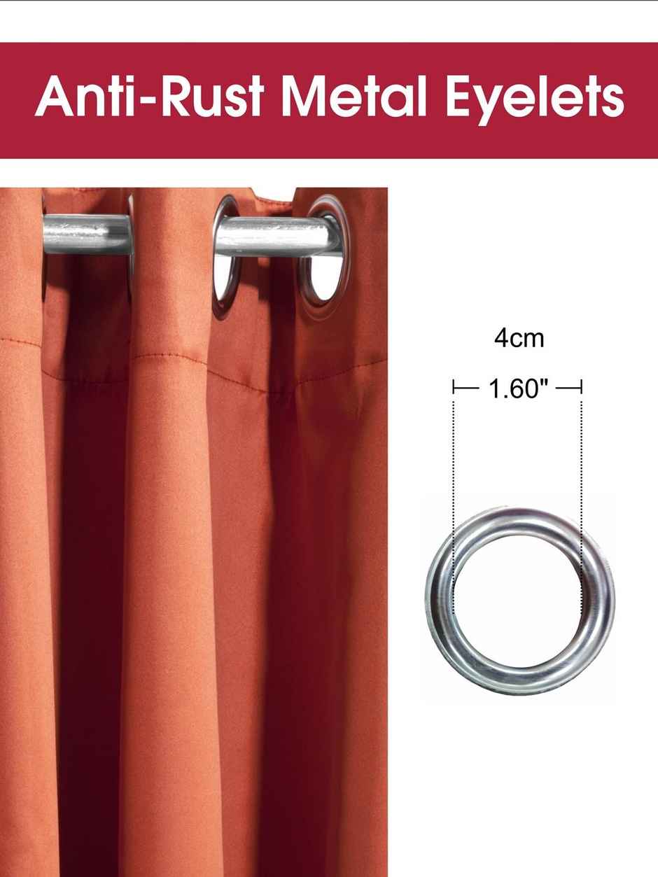Bianca Satin Blackout Light Blocking & Soundproof Curtain - 1pc 7.5 ft | Blackout Plain-Rust