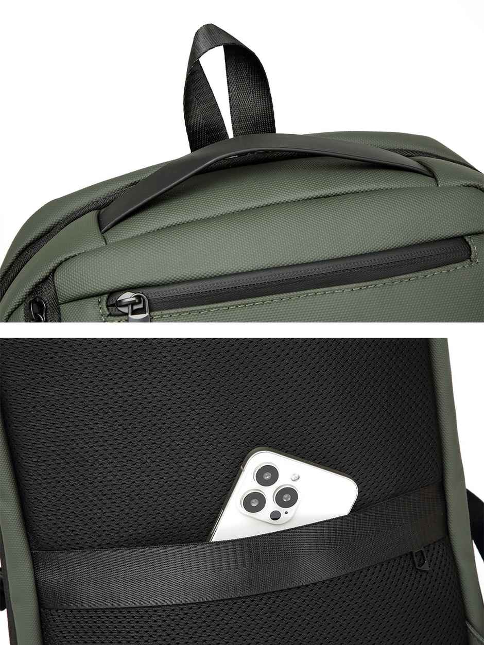 Fur Jaden Unisex Solid PU 25 L Anti Theft Backpack | Green