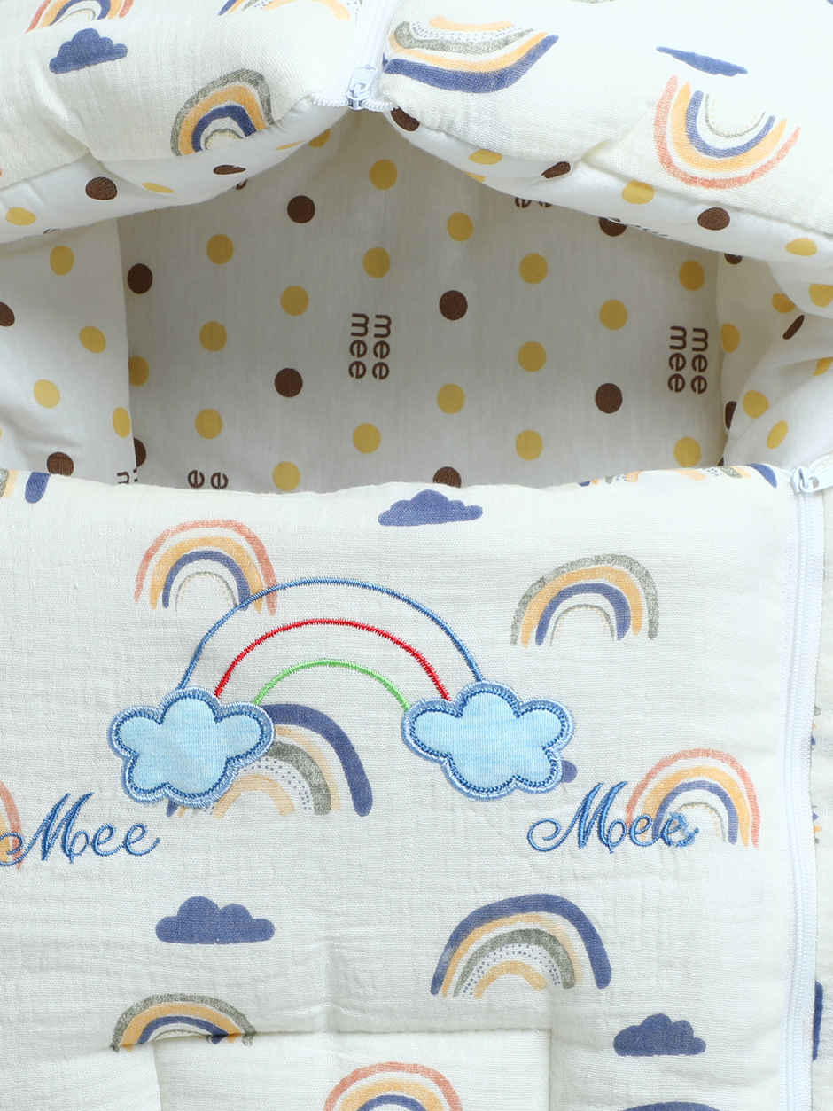 Mee Mee Premium Baby Sleeping Bag Cum Carry Nest | 0 to 6 Months | White