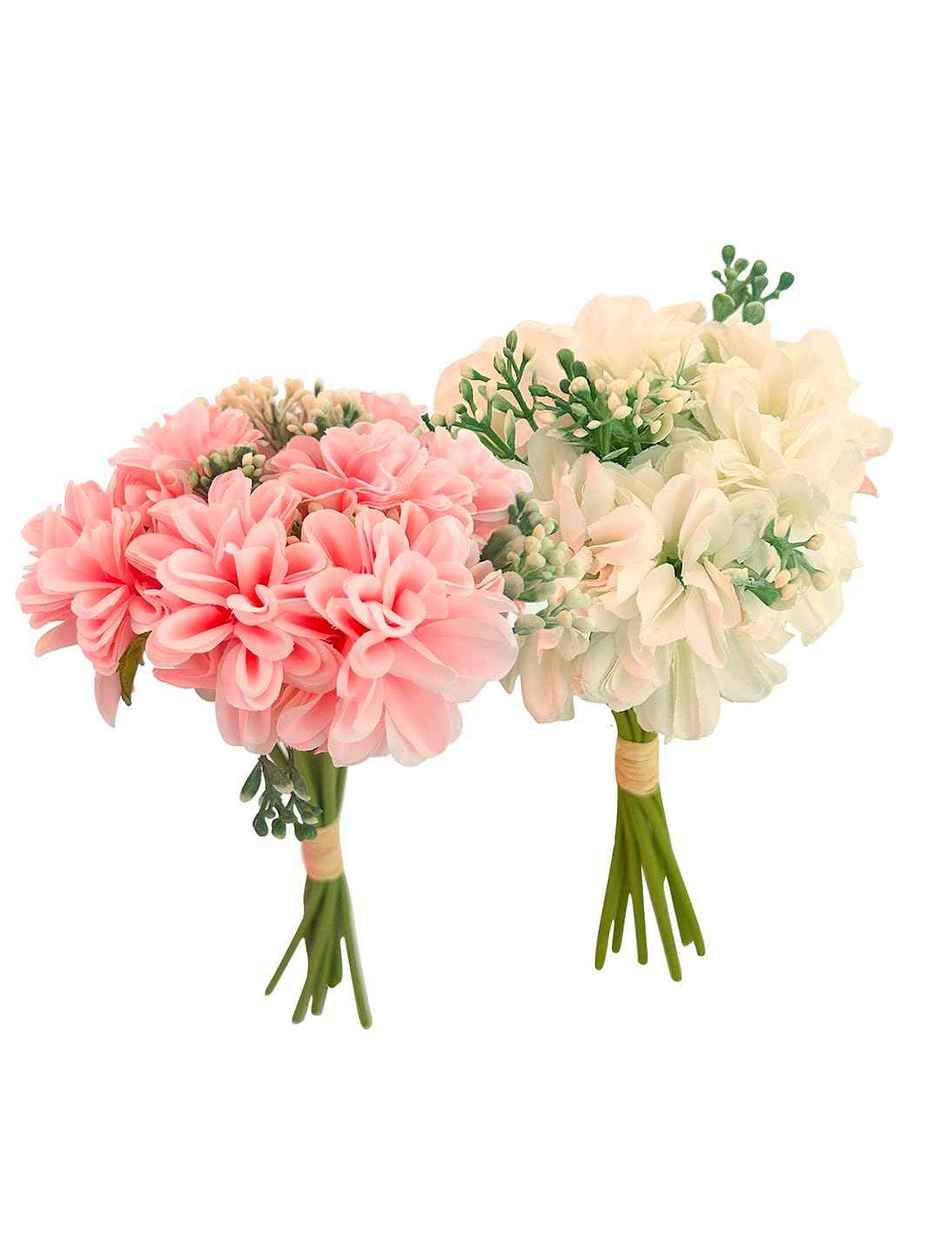 TIED RIBBONS Hydrangea Artificial Flower Bunch For Vase | Pink & White