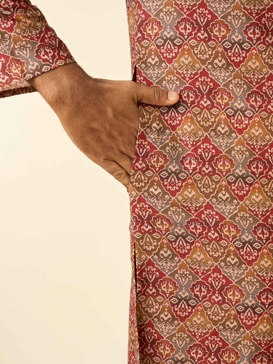 Diwas By Manyavar Men's Tan Destiny Kurta | Brown - 2XL