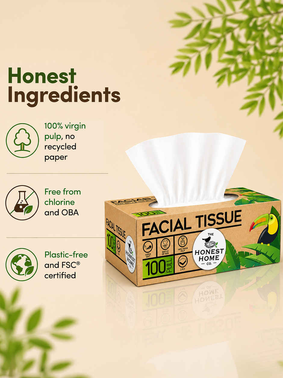 The Honest Home Company Face Tissue | 2 Ply | 100 Pulls | Pack of 3