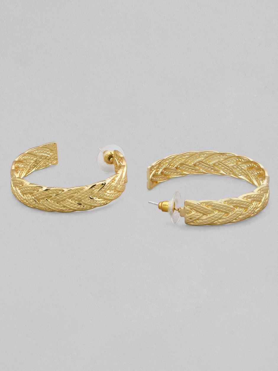Rubans Gold-Toned Contemporary Half Hoop Earrings