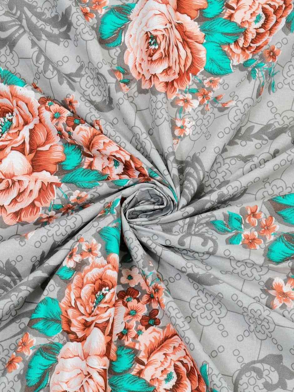 Bombay Dyeing Dream Lover 104 TC 100% Cotton Grey Single Size Bedsheet with 1 Pillow Cover