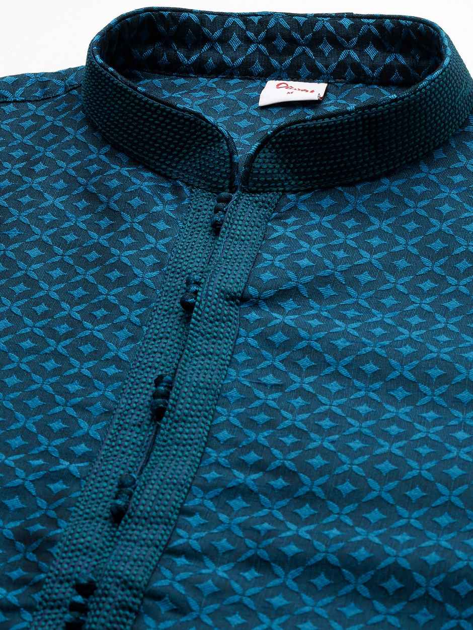 Diwas By Manyavar Blue Art Silk Self Design Kurta Set | S