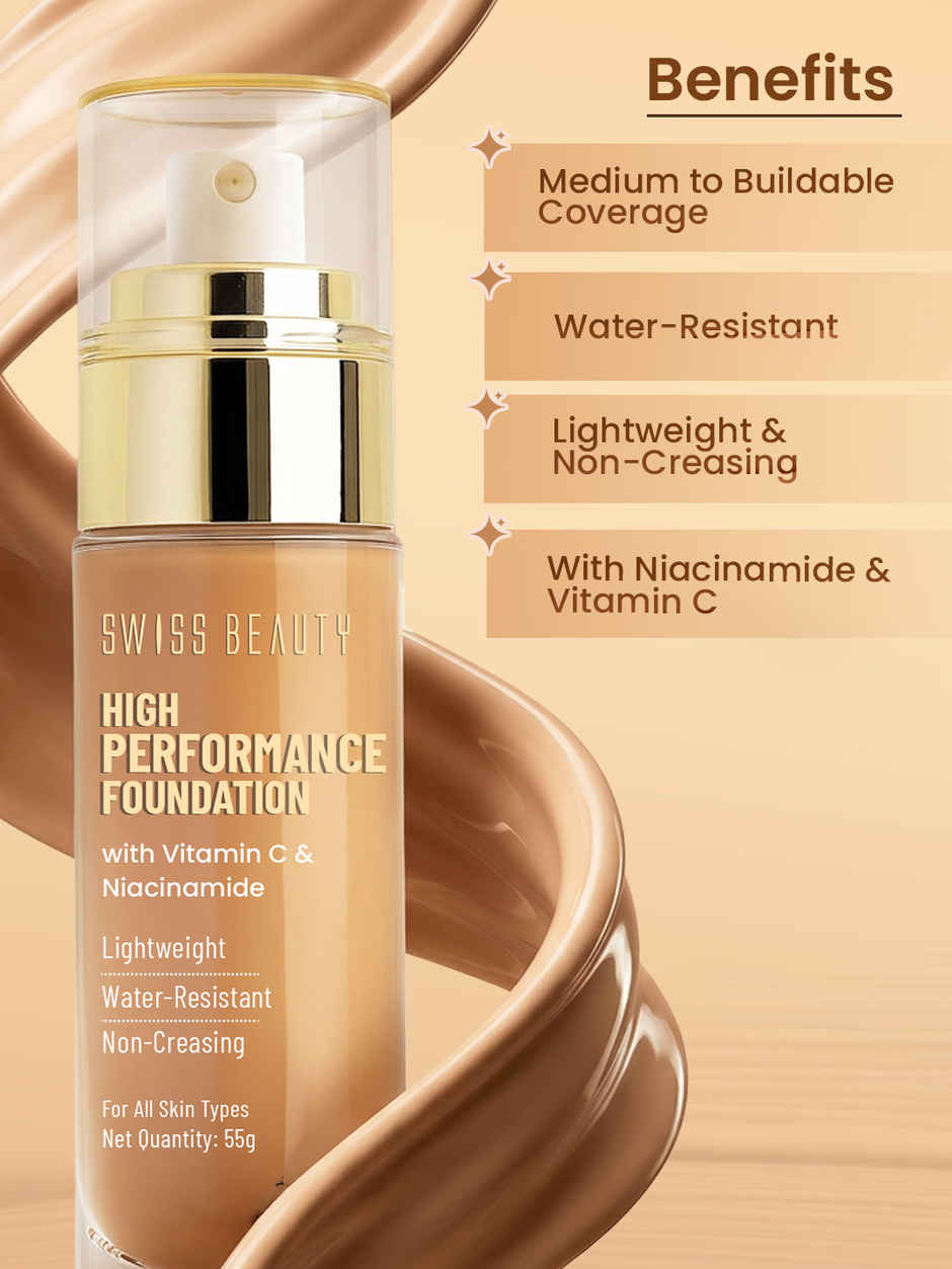 Swiss Beauty High Performance Foundation With Vitamin C & Niacinamide - 07 Natural Buff