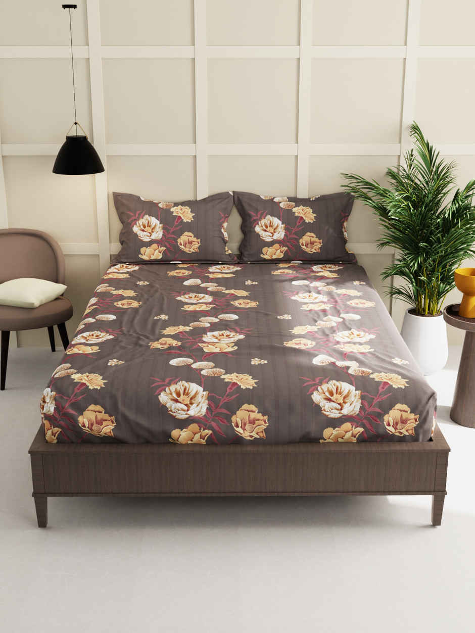 Bianca Floral Double Bedsheet With 2 Pillow Covers