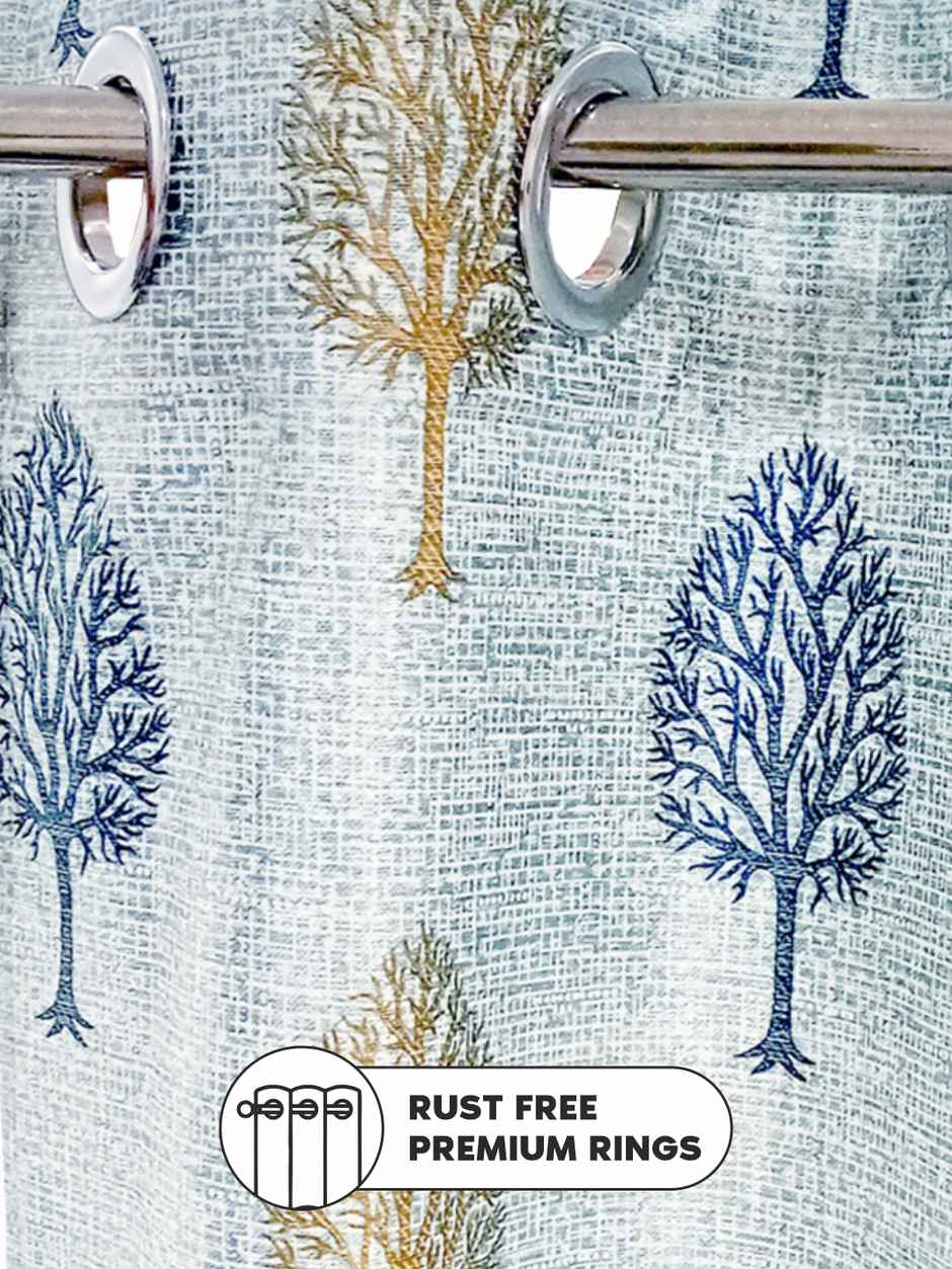 Bianca Green Polyester Eyelet Curtain - 7 ft