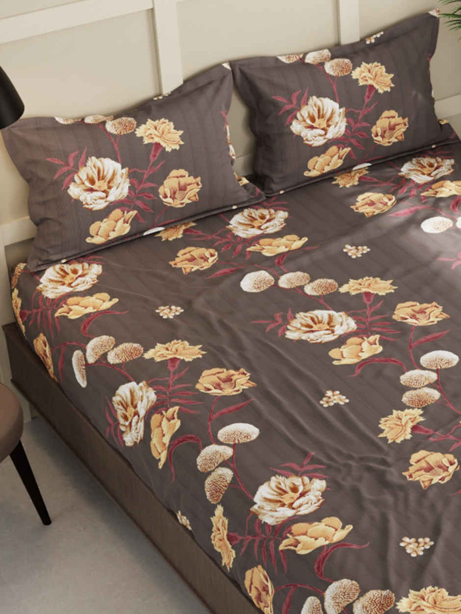 Bianca Floral Double Bedsheet With 2 Pillow Covers