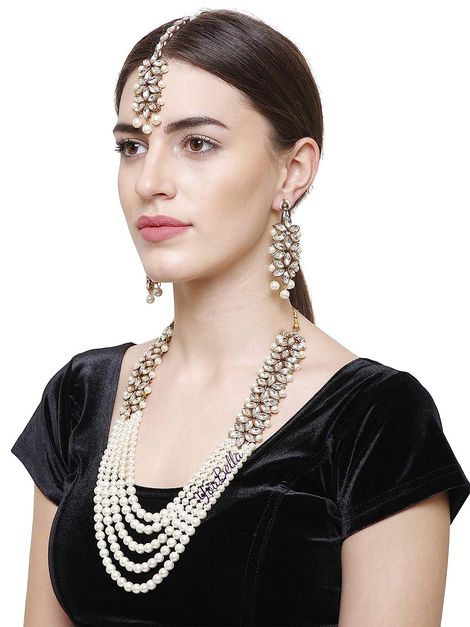 YouBella Stylish Latest Traditional Jewellery Pearl Jewellery Set for Women (YBNK - 5523)