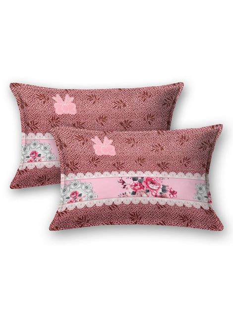 House Of Gulab 100% Cotton Double Bedsheet Floral - Pink