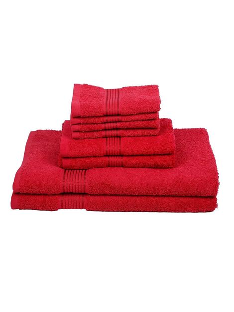 Kopa [8Pc] Quick Dry 100% Cotton Soft Terry Towel -2Pc Bath, 2Pc Hand, 4Pc Face(D'Ross) Solid-Multi
