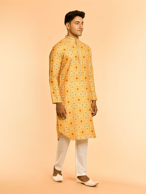 Diwas By Mayavar Men's Majestic Kurta | Mustard - XL
