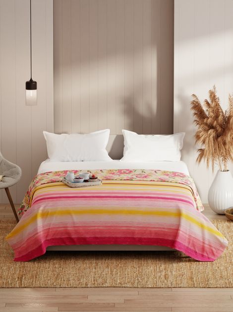 Kopa Extremely Soft Micro Double Dohar -1pc Double size (bio-soft cotton feel) floral-pink/yellow