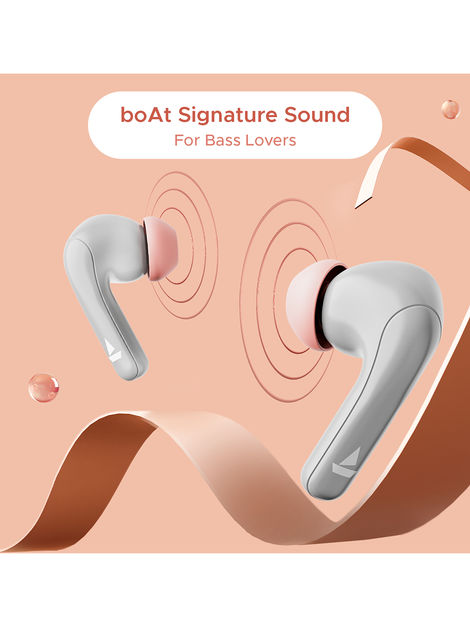 boAt Airdopes 155 w/ 40 hrs Playtime,In-Ear Detection,Quad Mics ENx Tech,ASAP Charge Bluetooth - Hot Rouge
