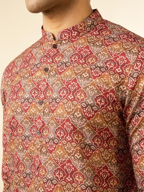 Diwas By Manyavar Men's Tan Destiny Kurta | Brown - 2XL