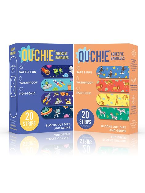 Ouchie Non-Toxic Printed Bandages Double Combo - Space Jam & Jungle Fever