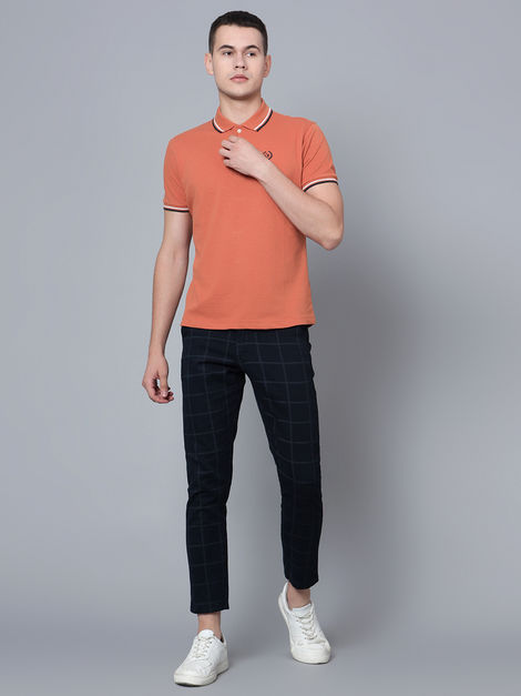 Cantabil Men's Half Sleeve Polo Collar Cotton T-shirt | Brown - L