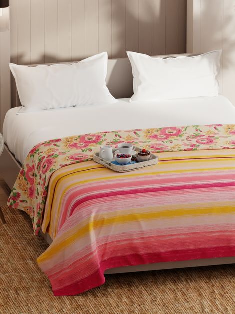 Kopa Extremely Soft Micro Double Dohar -1pc Double size (bio-soft cotton feel) floral-pink/yellow