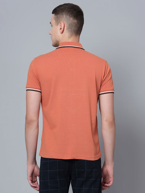 Cantabil Men's Half Sleeve Polo Collar Cotton T-shirt | Brown - L