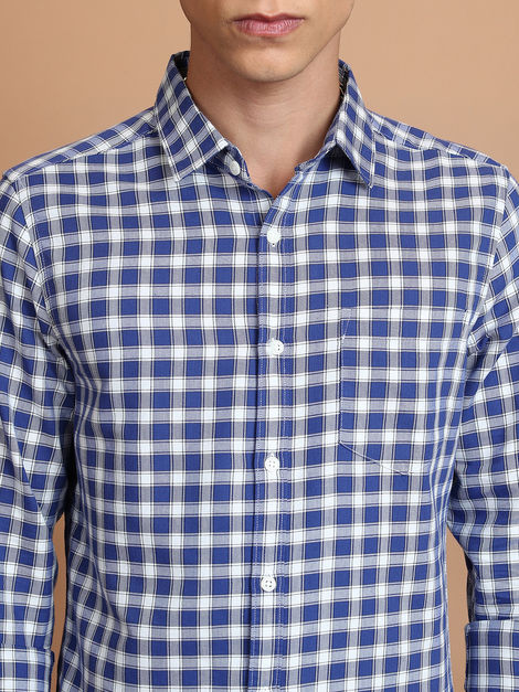 Ketch Men Blue Slim Fit Checked Casual Shirt | Blue - L