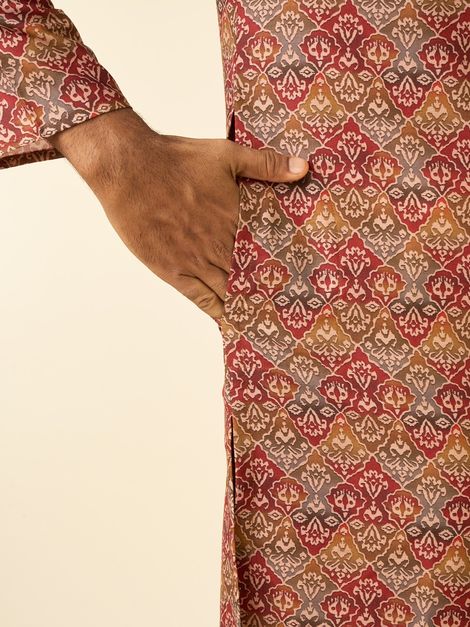 Diwas By Manyavar Men's Tan Destiny Kurta | Brown - 2XL