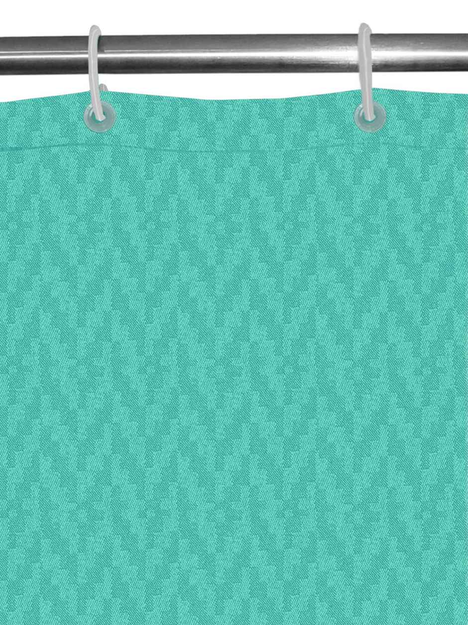 Lushomes Shower Curtain - Green | Zig Zag | 8 Eyelets | 8 C-Hooks | Non-PVC | 120 x 200 cm