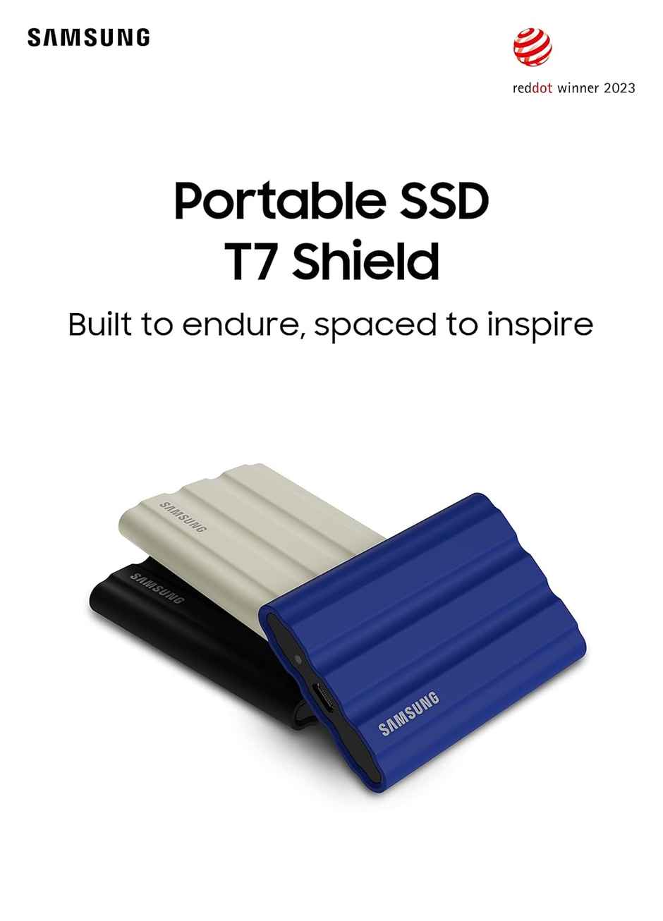 Samsung T7 Shield 1TB External Portable SSD | Black | MU-PE1T0S