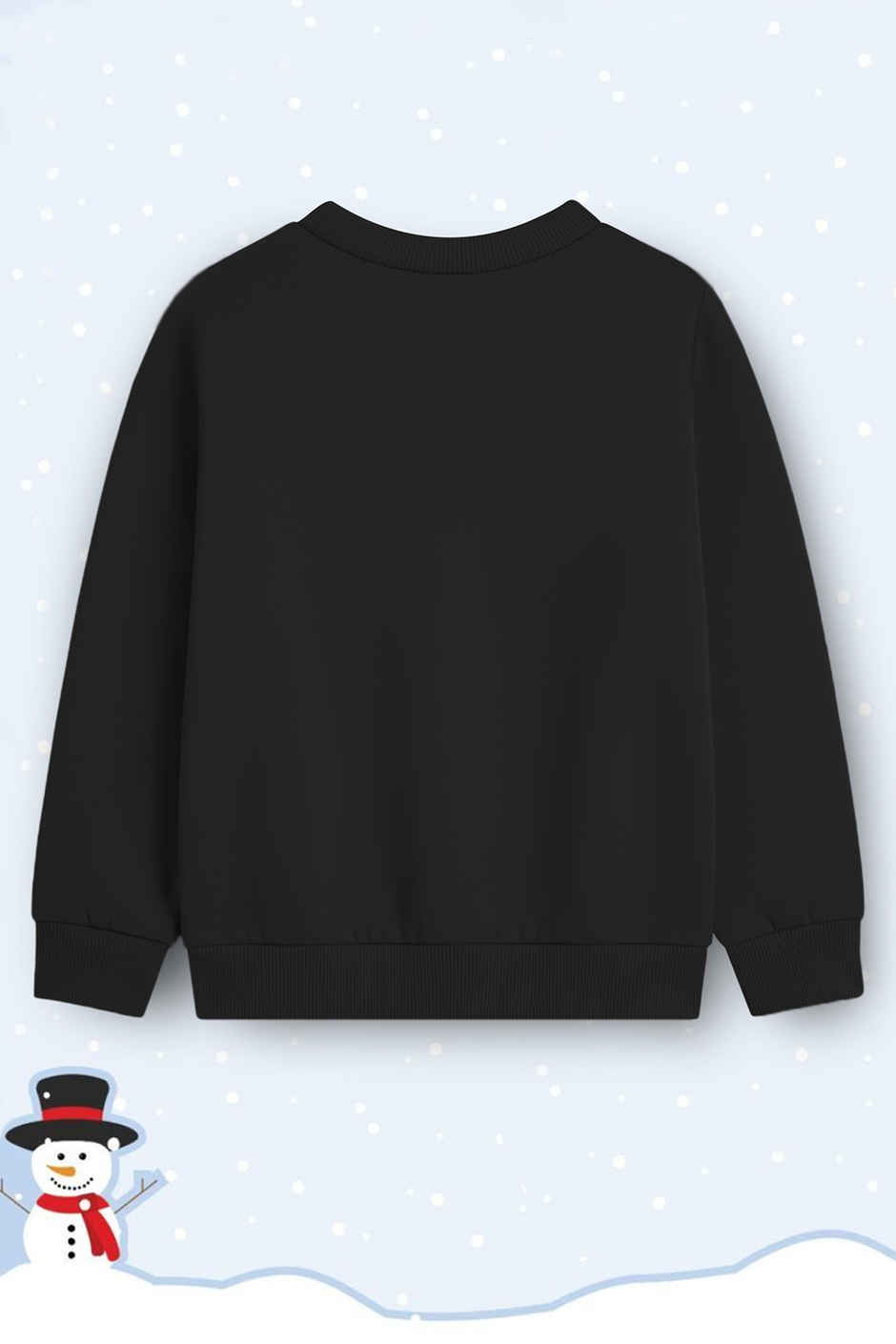 Trampoline Fleece Knit Christmas Theme Sweatshirt With Cute Embroidered Reindeer Patch - Navy Blue