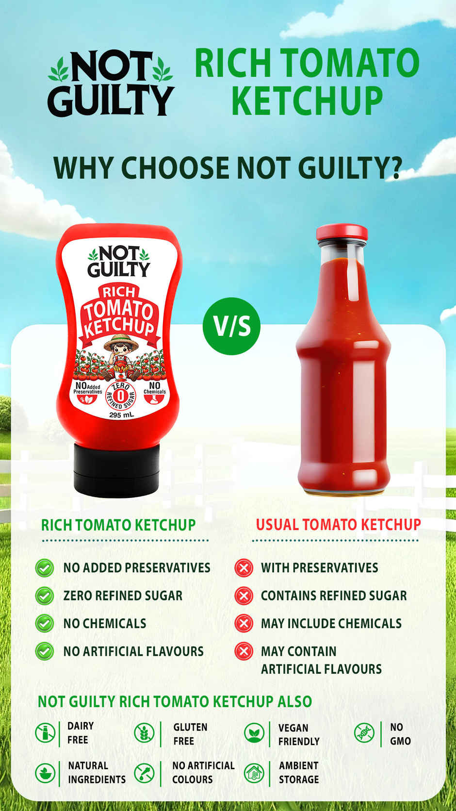 Not Guilty 0% Refined Sugar Tomato Ketchup