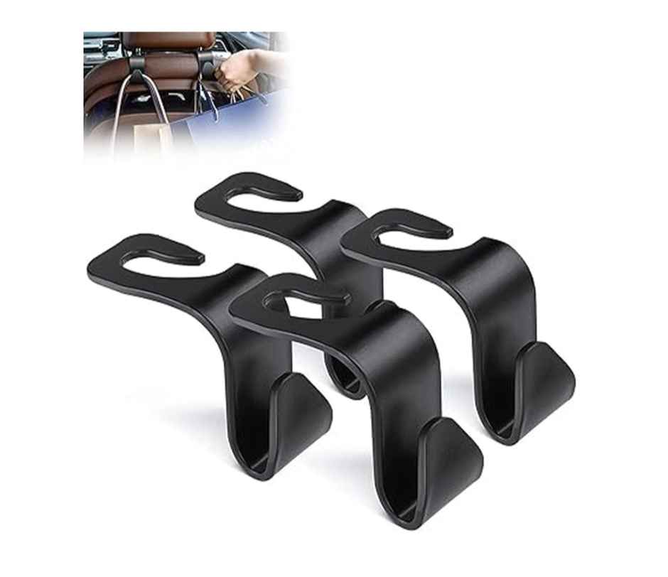 Motorzee Car Seat Headrest Hook Hanger Storage Organizer Universal Vehicle Car S Type | Black