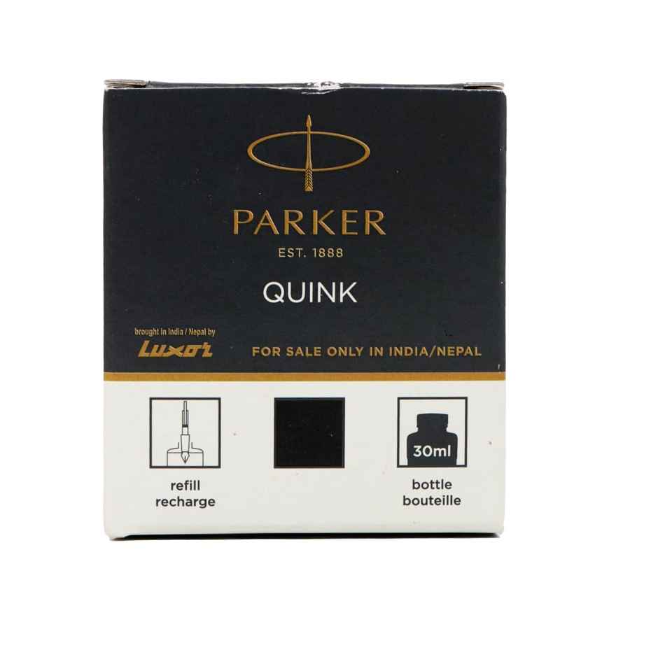 Parker Quink Ink Bottle | Black Ink - 30ml | Quick-Drying | Suitable for All Parker Fountain Pens