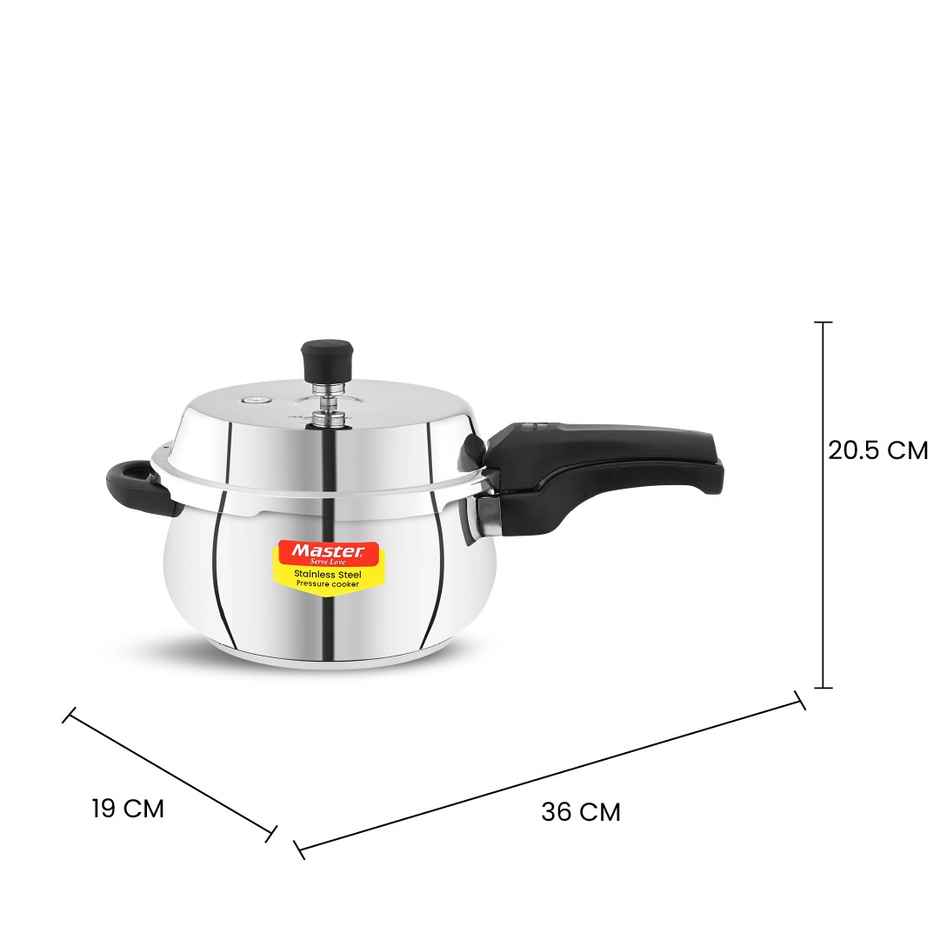 Master Nexa Stainless Steel Outer Lid Handi Pressure Cooker 3L, Gas And Induction Stove Compatible