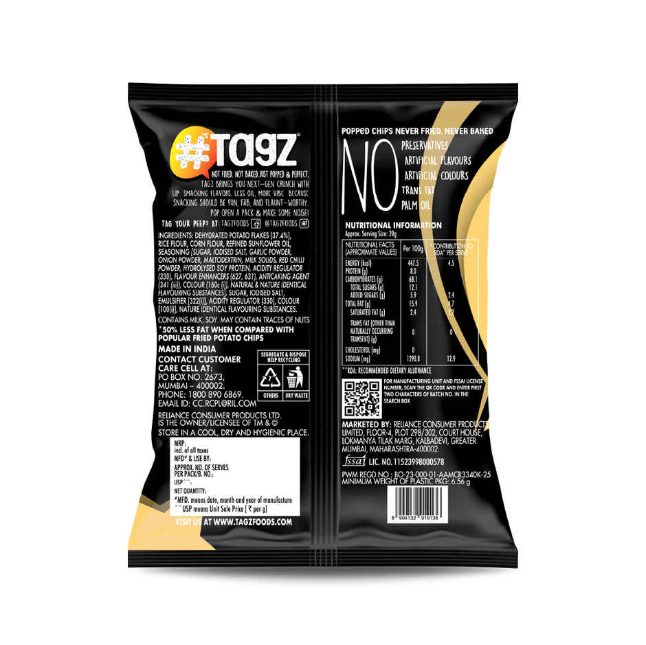 Tagz Popped Potato Chips Cheese