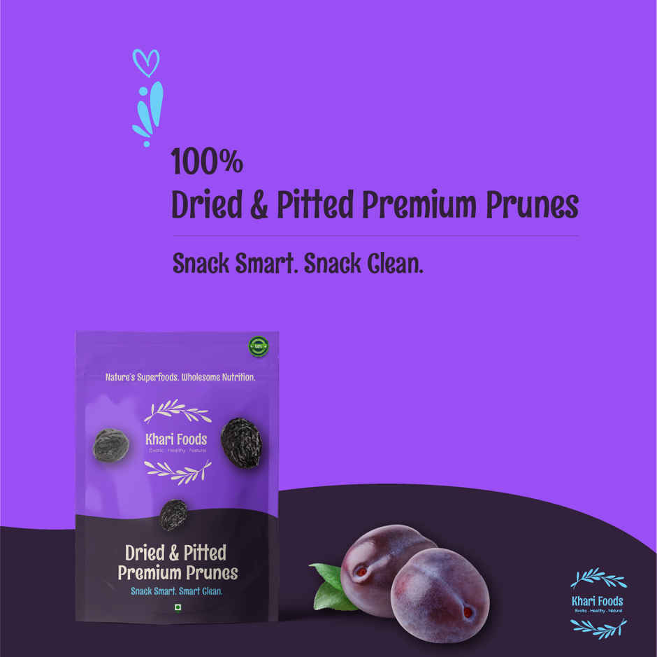 Khari Foods Premium Pitted Prunes Dried | Dry Fruit Snack | No Added Sugar