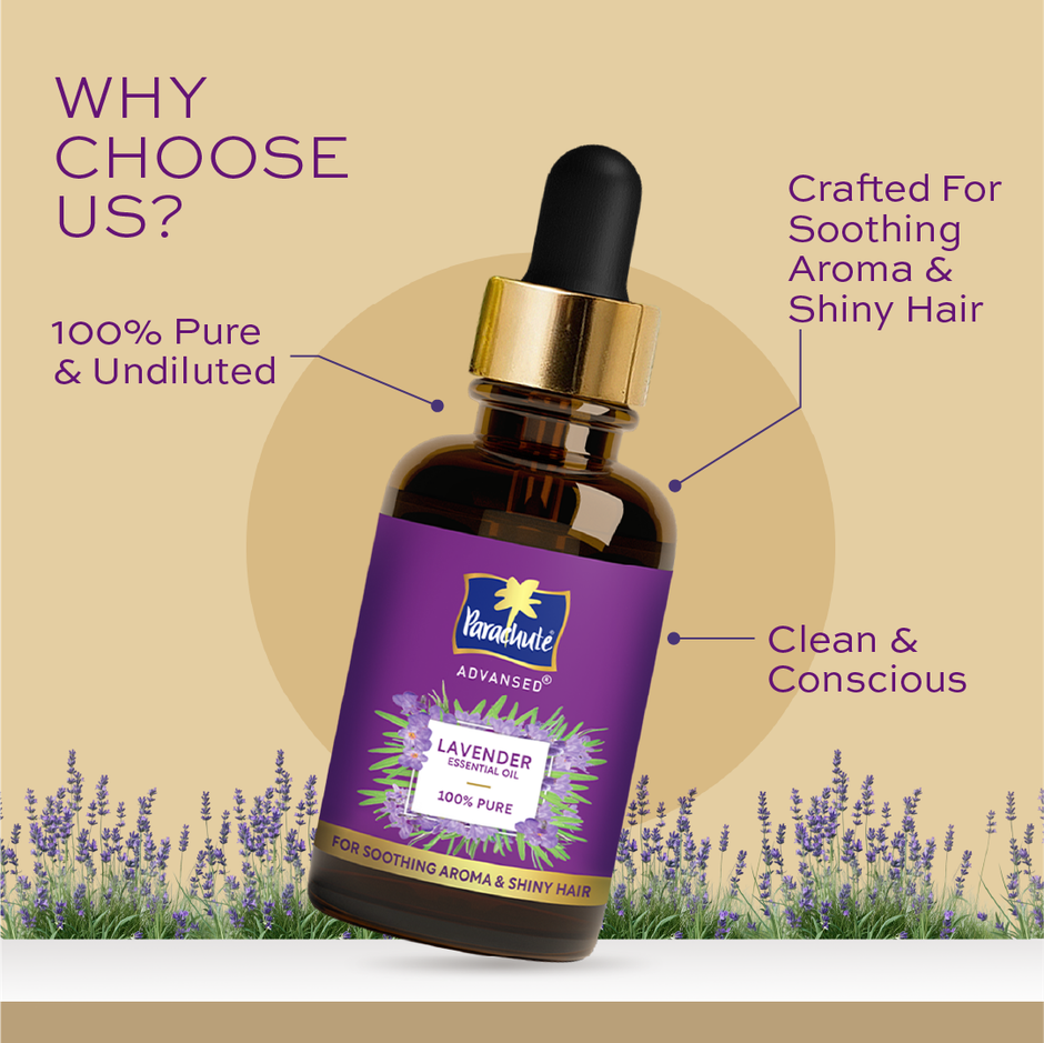 Parachute Advansed Lavender Essential Oil | 100% Pure | Long & Thick Hair | Soft & Shiny Hair