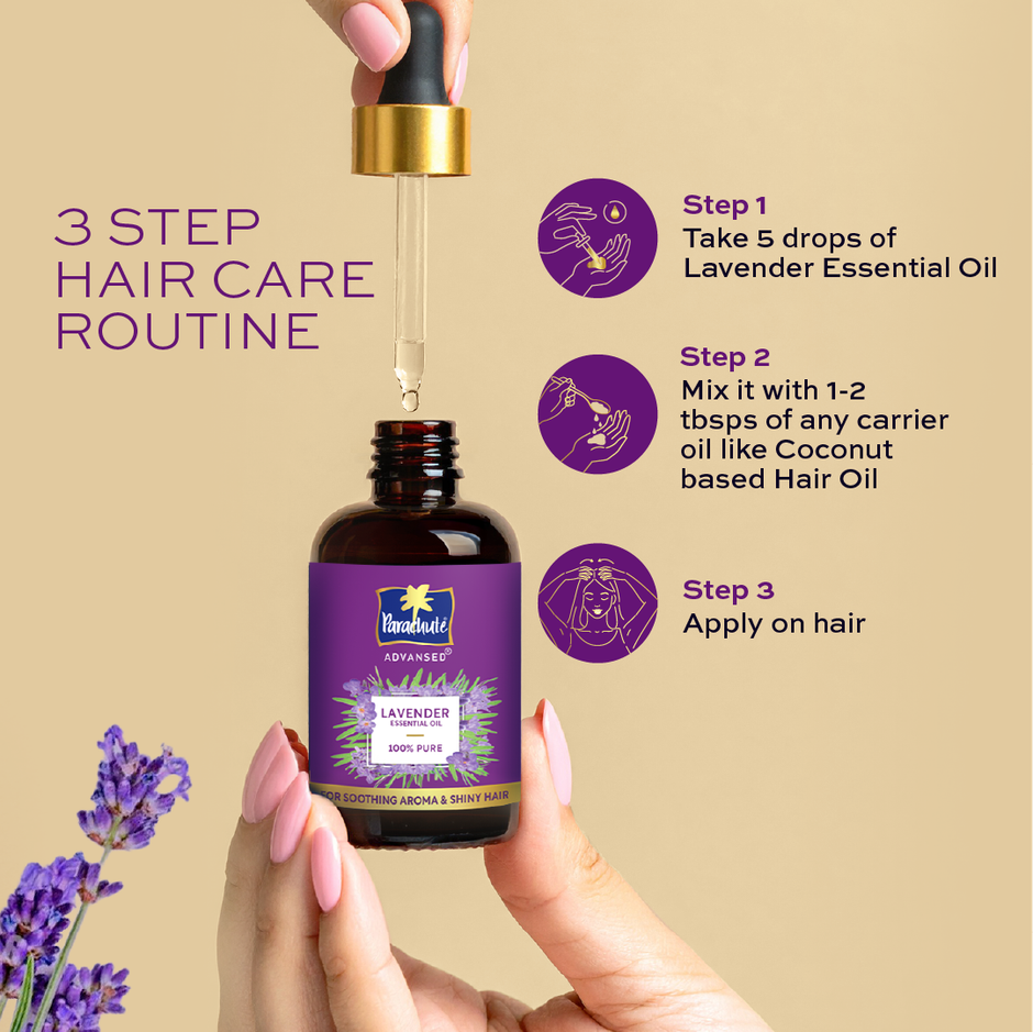 Parachute Advansed Lavender Essential Oil | 100% Pure | Long & Thick Hair | Soft & Shiny Hair